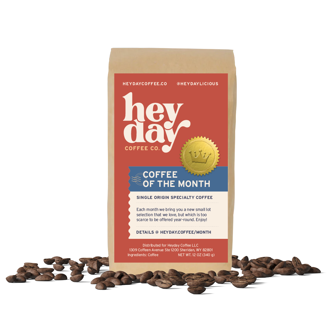 Coffee of the Month - Bag on Bed of Beans - Heyday Coffee Co.