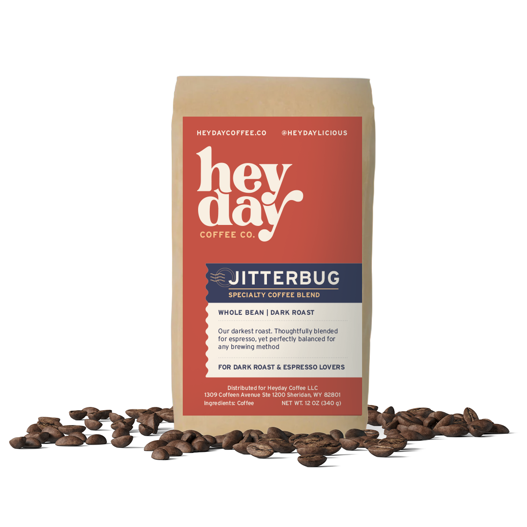 Jitterbug Blend - Bag on Bed of Beans - Heyday Coffee Co.