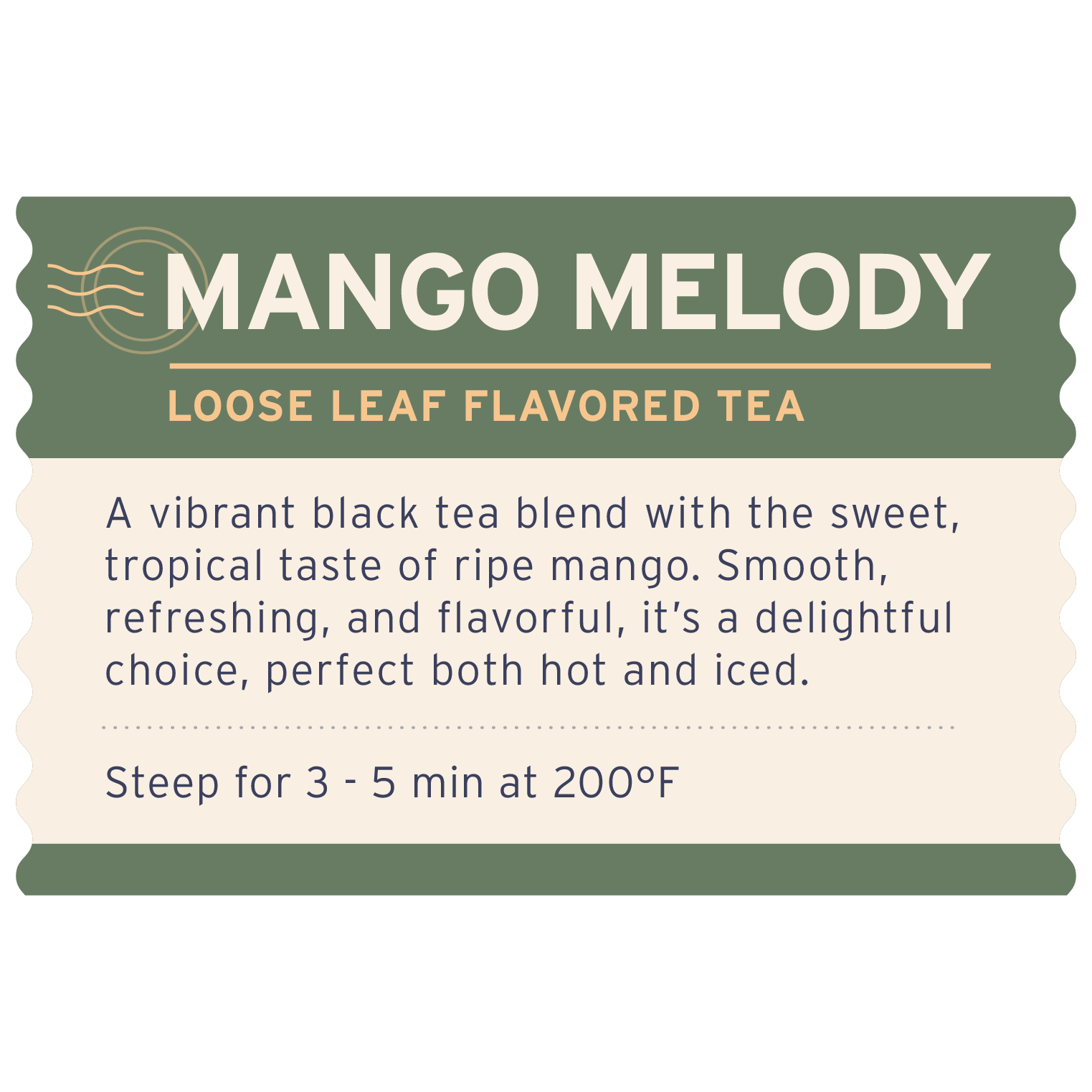 Mango Melody Tea - Label Detail - Heyday Coffee Co.