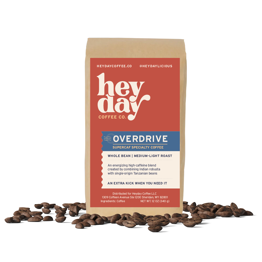 Overdrive Supercaf - Bag on Bed of Beans - Heyday Coffee Co.