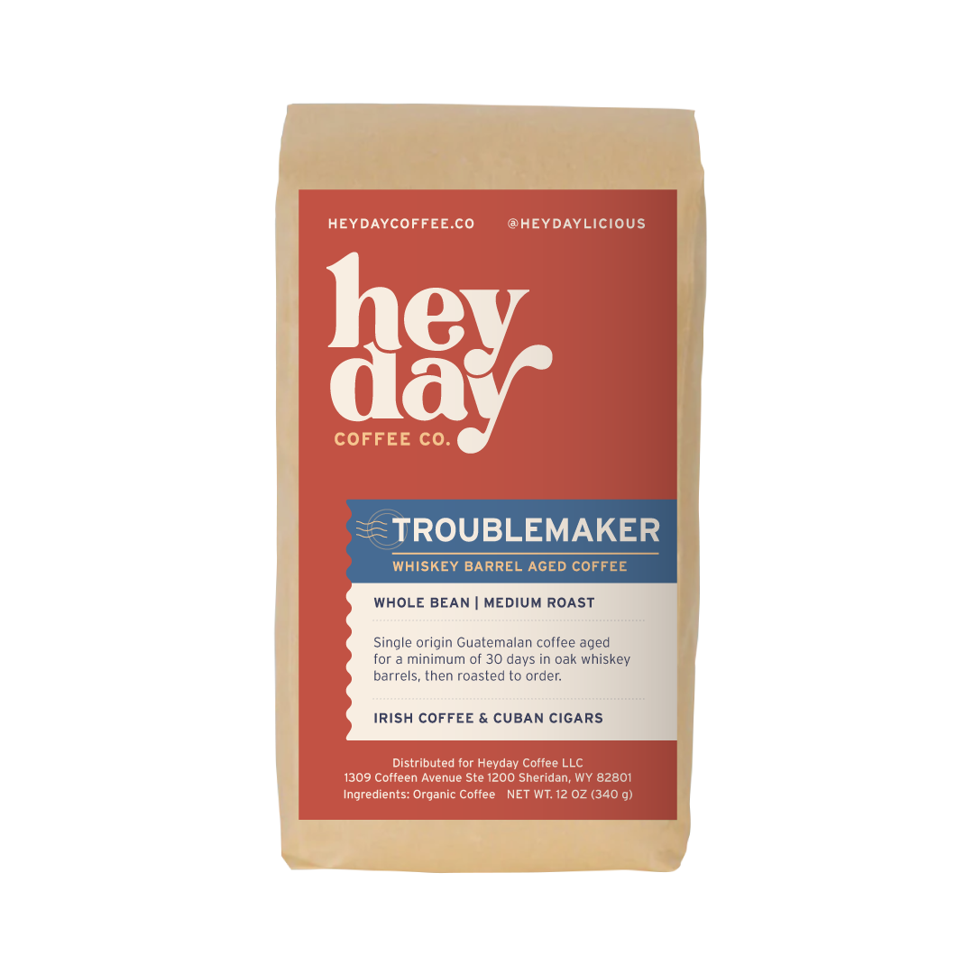 Troublemaker Whiskey Barrel Aged - Bag Image - Heyday Coffee Co.